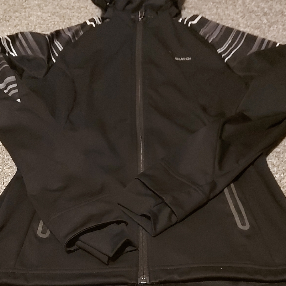 SUGOI Black Utility Jacket with Gray Stripes